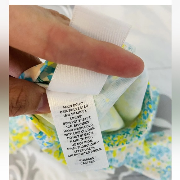 Tucker + Tate Girl’s Yellow Blue Floral Swim Longsleeve  Rashguard 8 - Picture 5 of 5